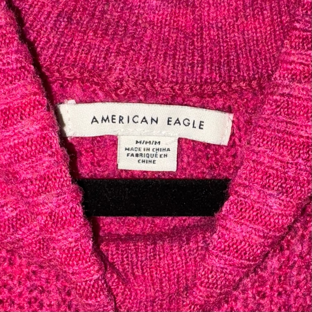 American Eagle | Vibrant Pink Knit Sweater Mock Turtleneck Women’s Size Medium - Picture 2 of 8